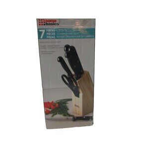 Home Basics 7 Piece Cutlery Wood Block Knife Set Black